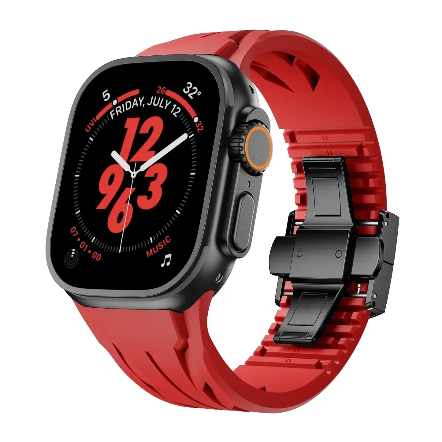 Soft Rubber Apple Watch Band With Metal Clamp