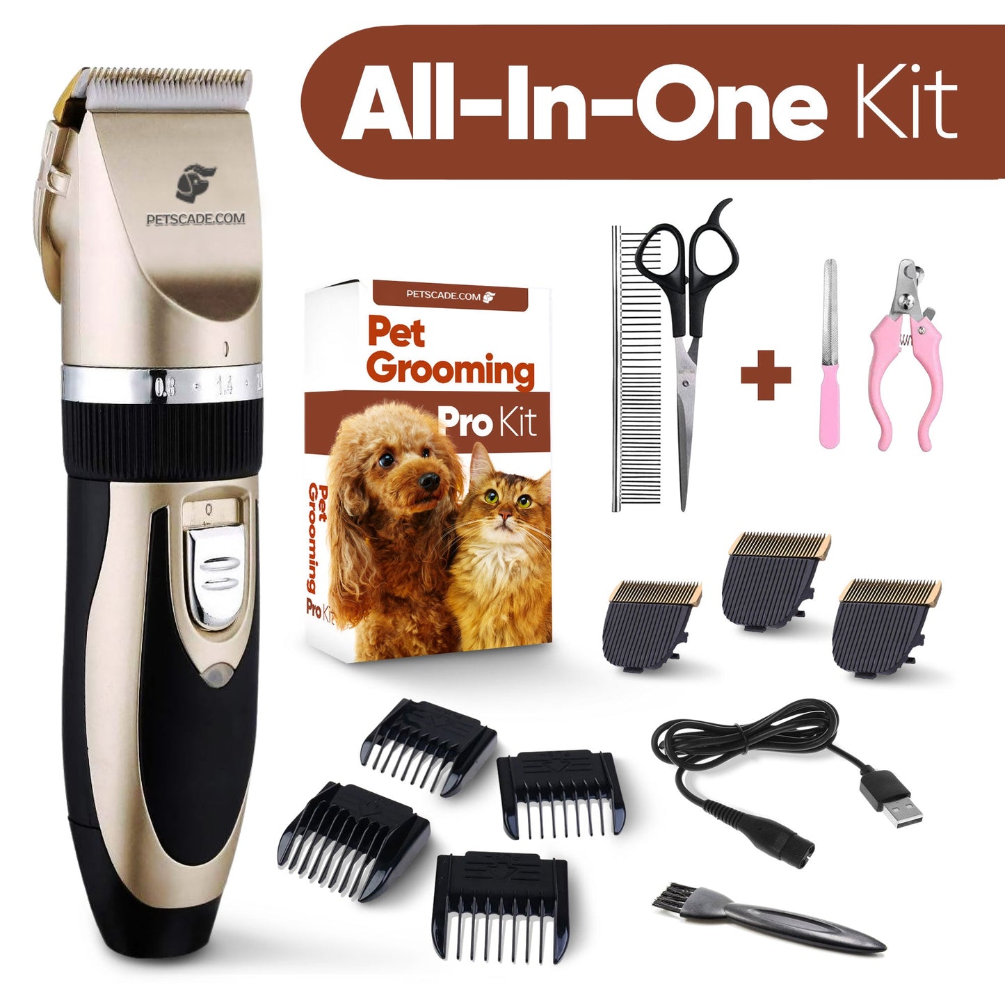 Pet Grooming Kit Complete Fur Care Set