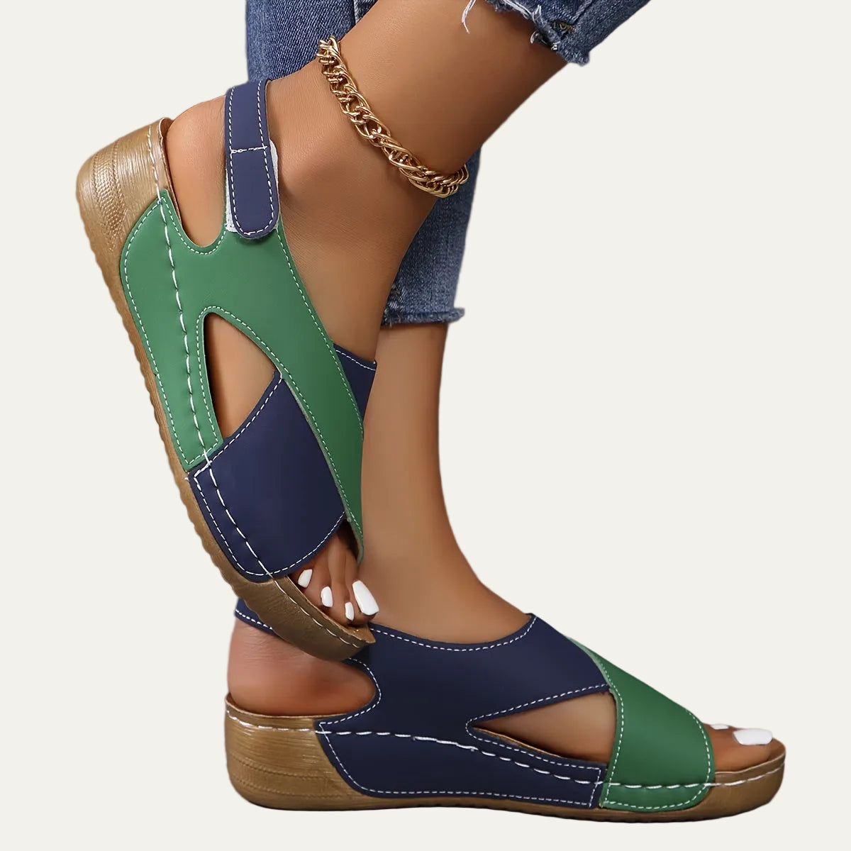 VogeLuxe | Women’s Low Wedge Sandal with Criss Cross Toe Design