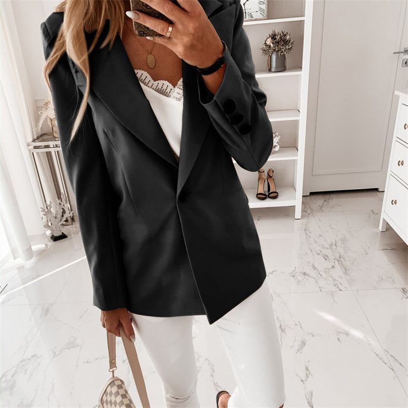 Classic Female Office Jacket with Simple Lapel