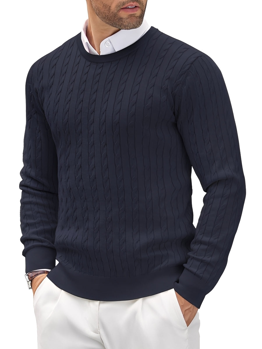 VogeLuxe | Men’s Stylish Cable Knit Crewneck Sweater