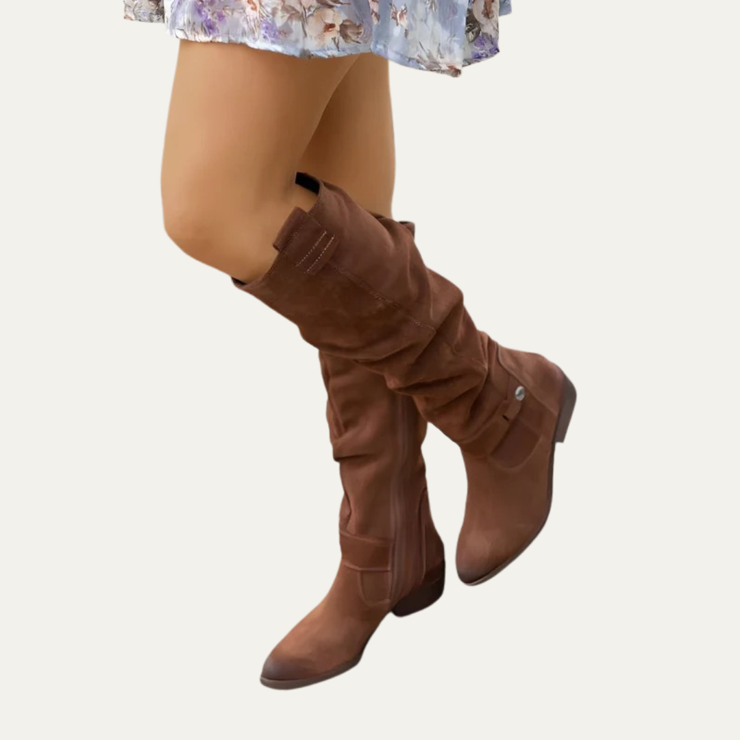VogeLuxe | Women’s Tall Slouchy Knee High Boots with Buckle Detail