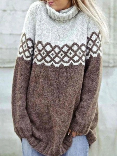 Soft Beige Crew Neck Winter Sweater - BritishElegance