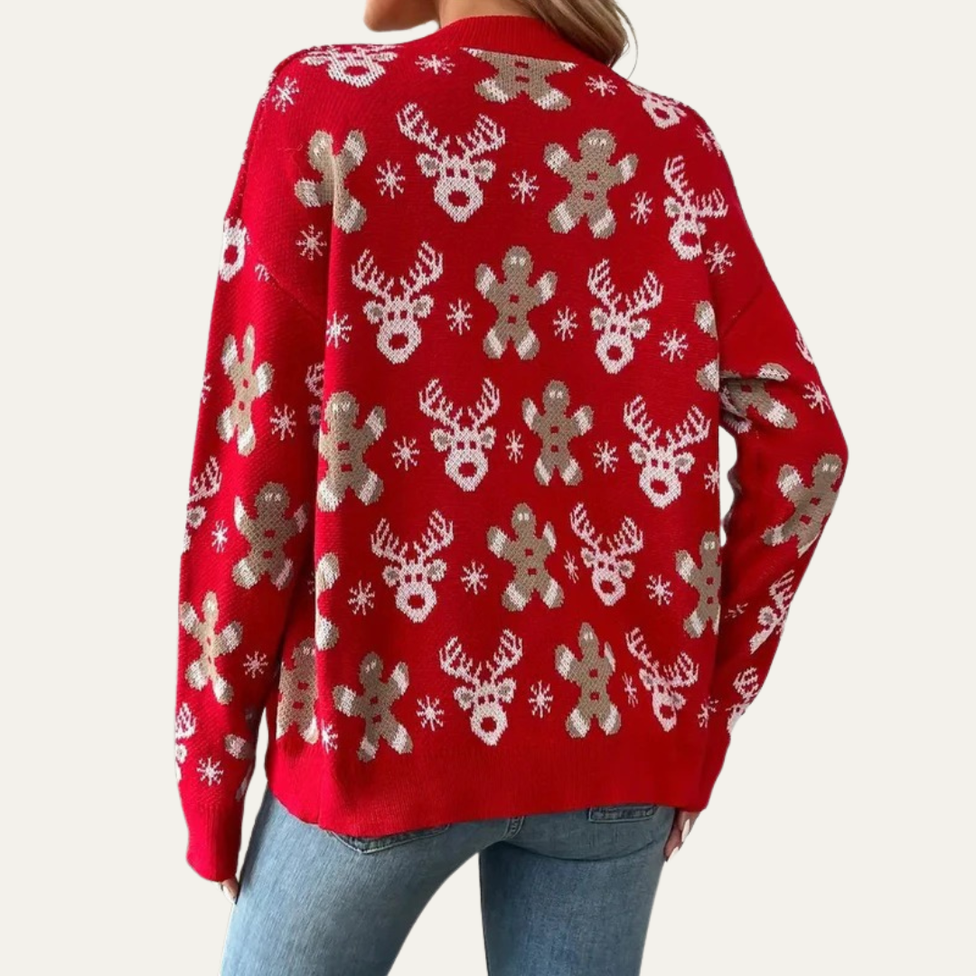 VogeLuxe | Women’s Festive Gingerbread Knit Button Cardigan
