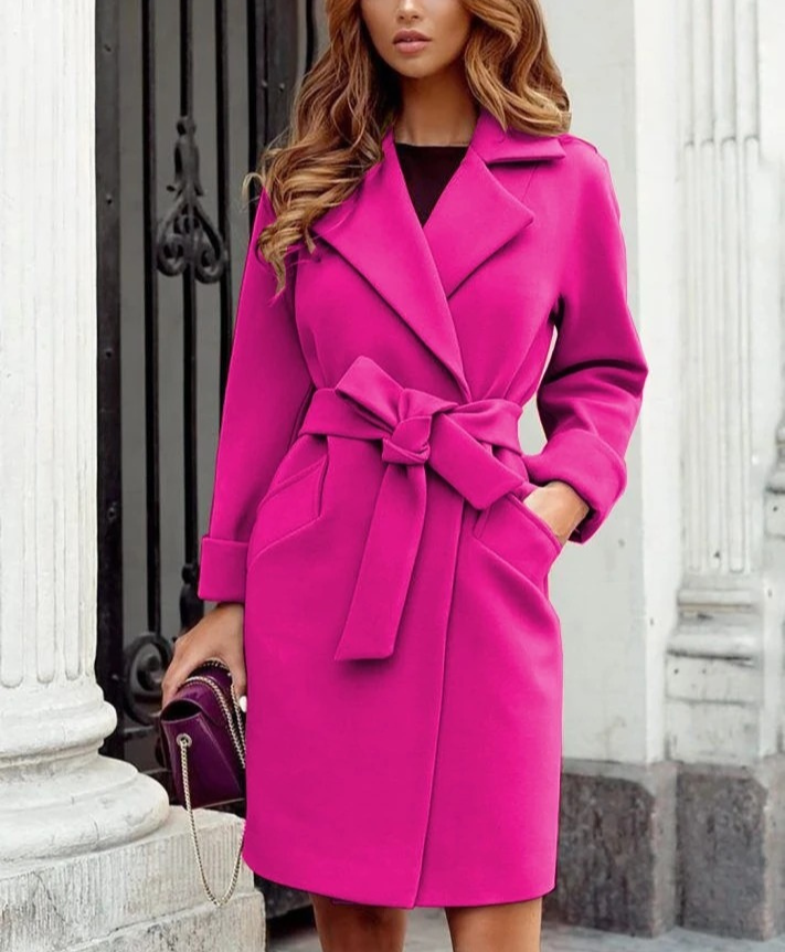 Classic Women's Trench Coat with Belted Waist