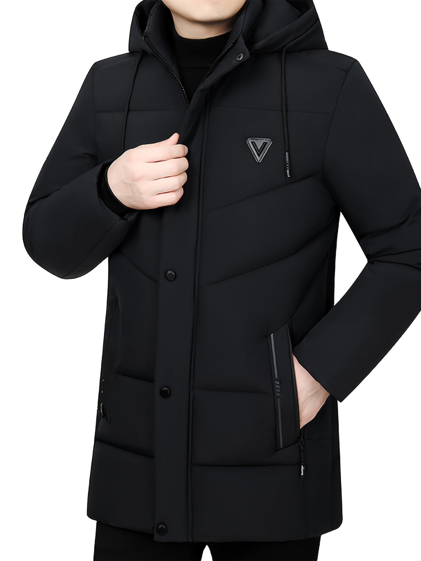 Comfy Faux Leather Coat with Zip Pocket for Men