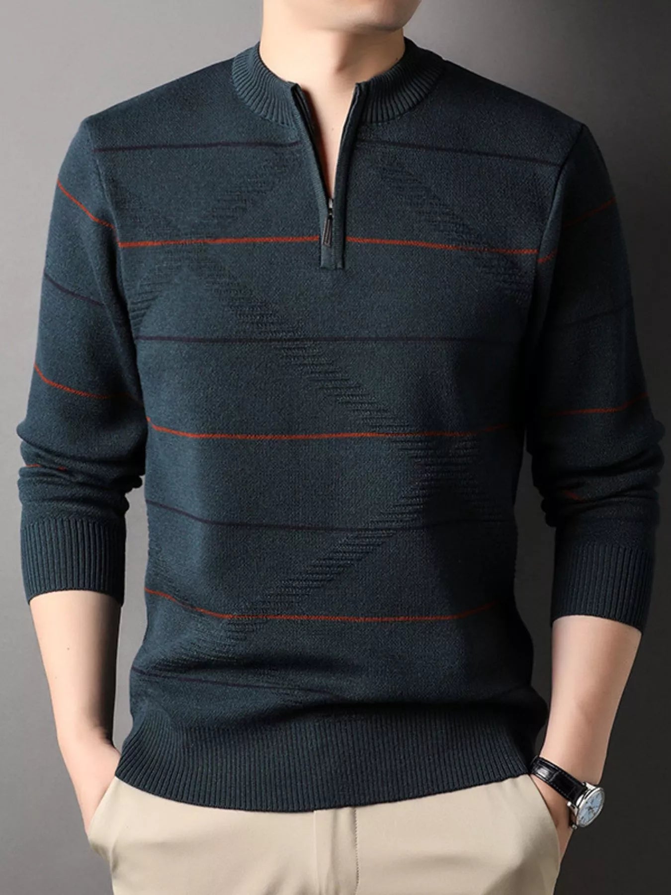 Men's Classic Stripe Fleece Pullover