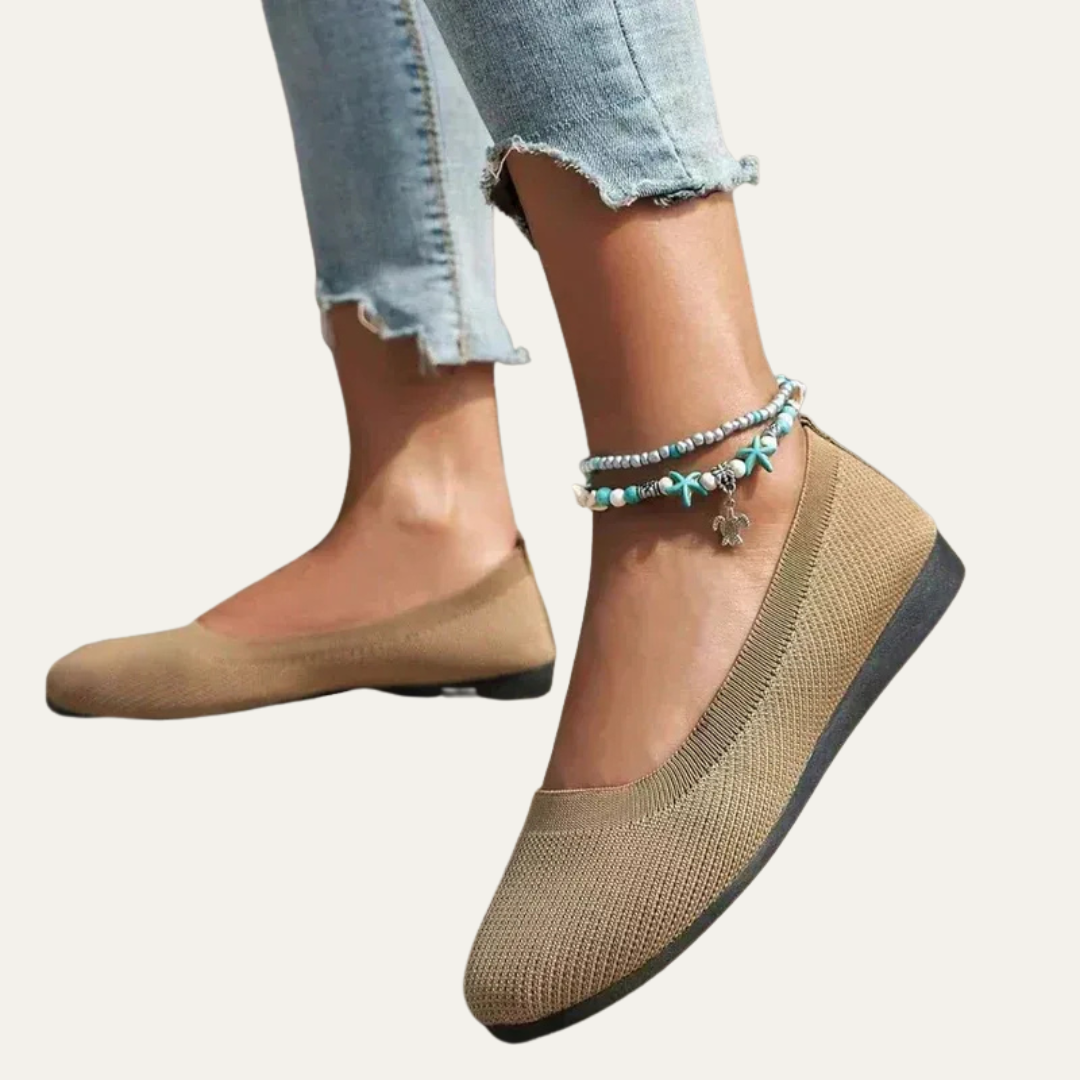 VogeLuxe | Women’s Breathable Knit Ballet Flats with Cushioned Insole