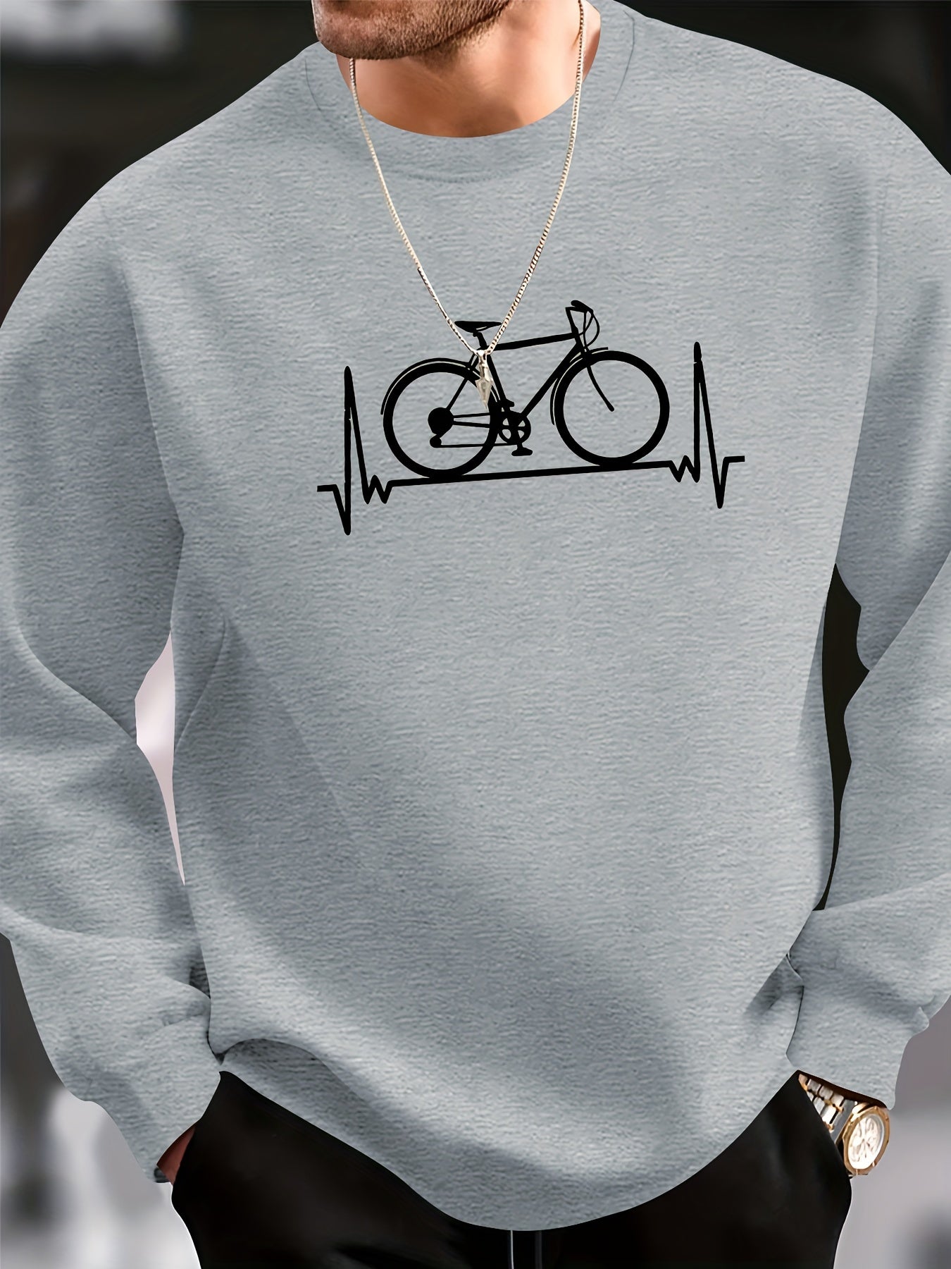 Cozy Mens Sweatshirt with Bike Design