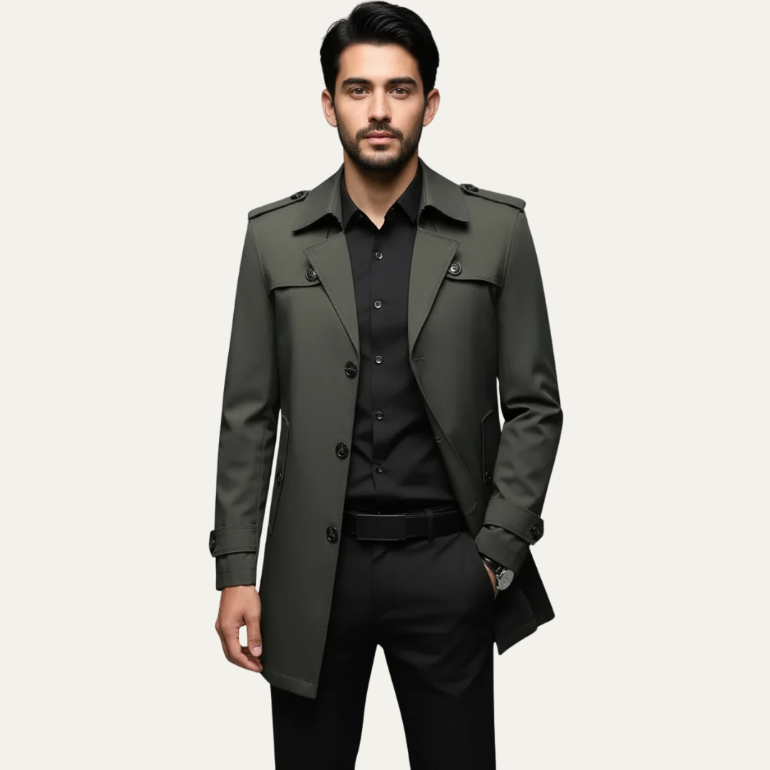 VogeLuxe | Men’s Classic Short Trench Coat