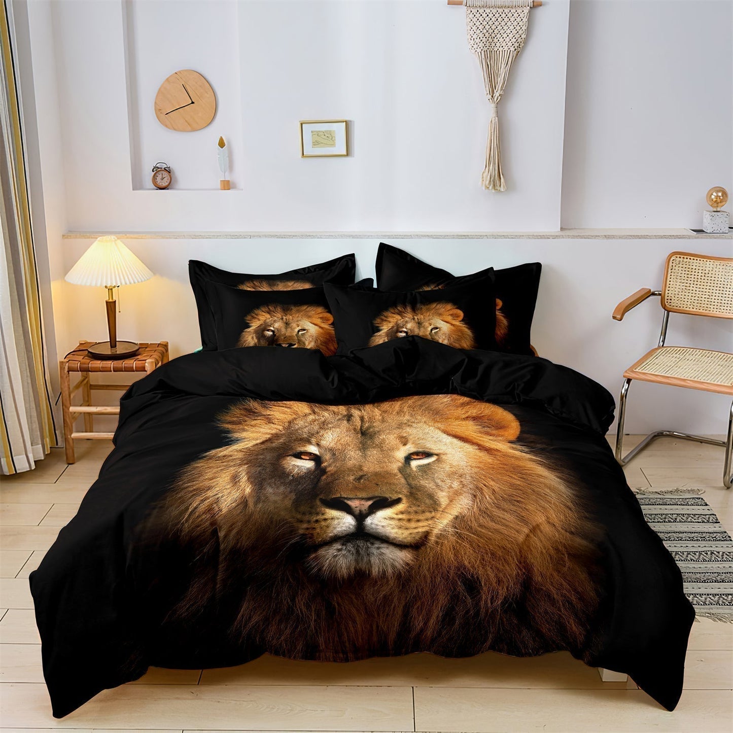 Wild Lion Pattern Bedding Set - VogeLuxe