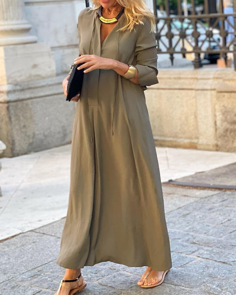 Lightweight Women's Summer Maxi Dress with Long Sleeves - VogeLuxe