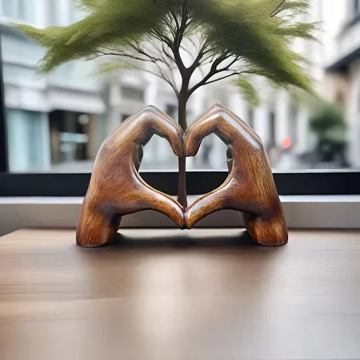 Carved Wood Love Figurine | Home Decor Accent - VogeLuxe