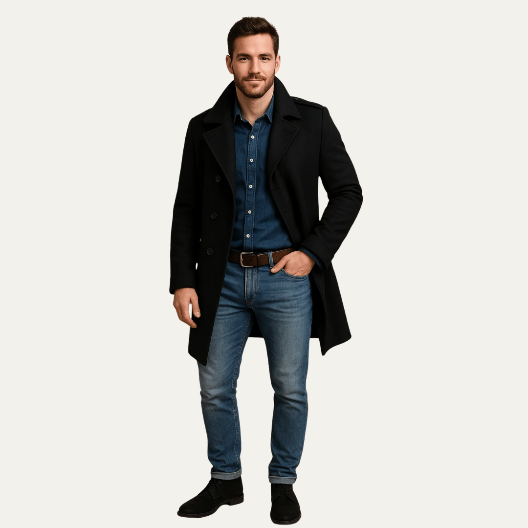 VogeLuxe | Men’s Classic Mid Length Coat