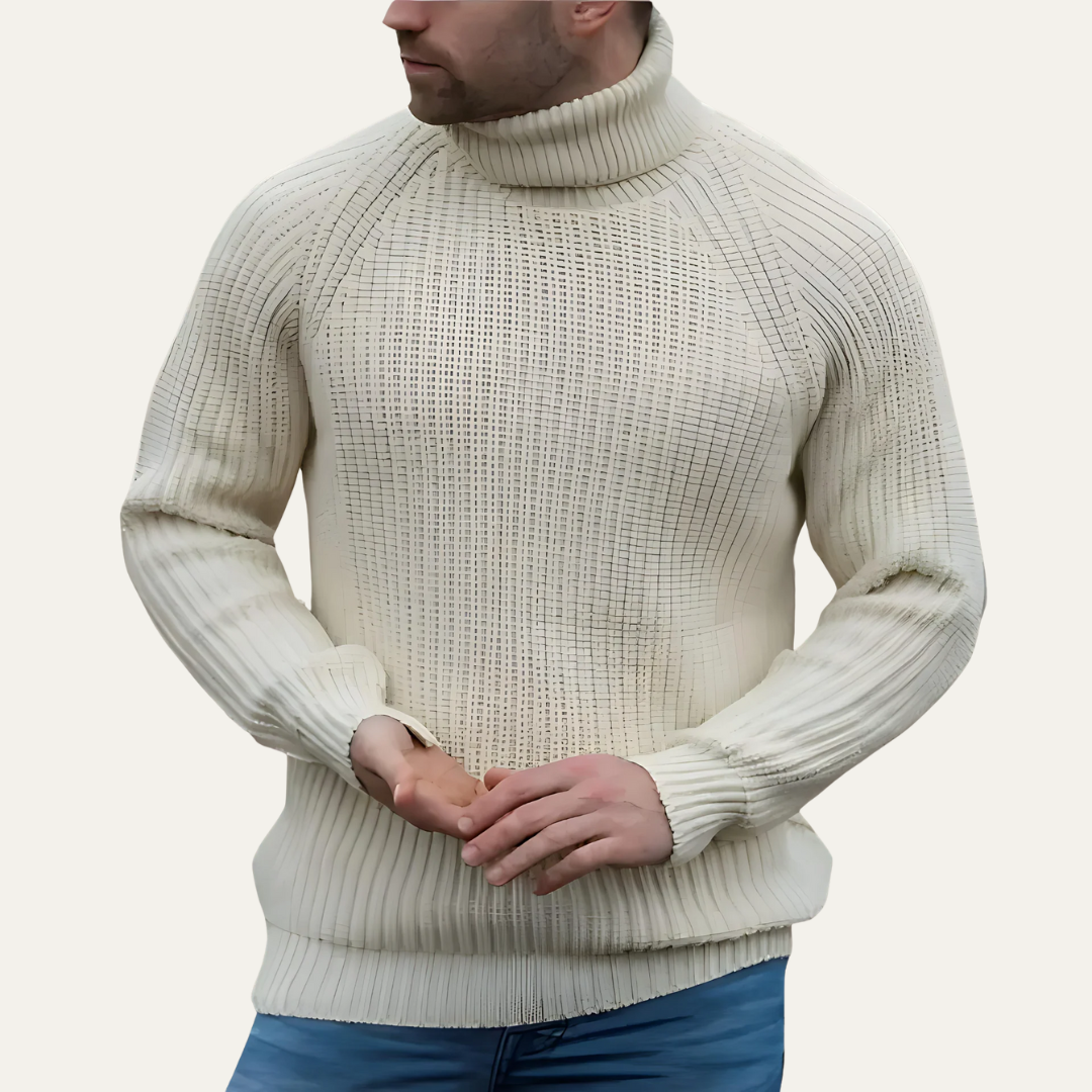 VogeLuxe | Men’s Textured Rib Knit Turtleneck Sweater