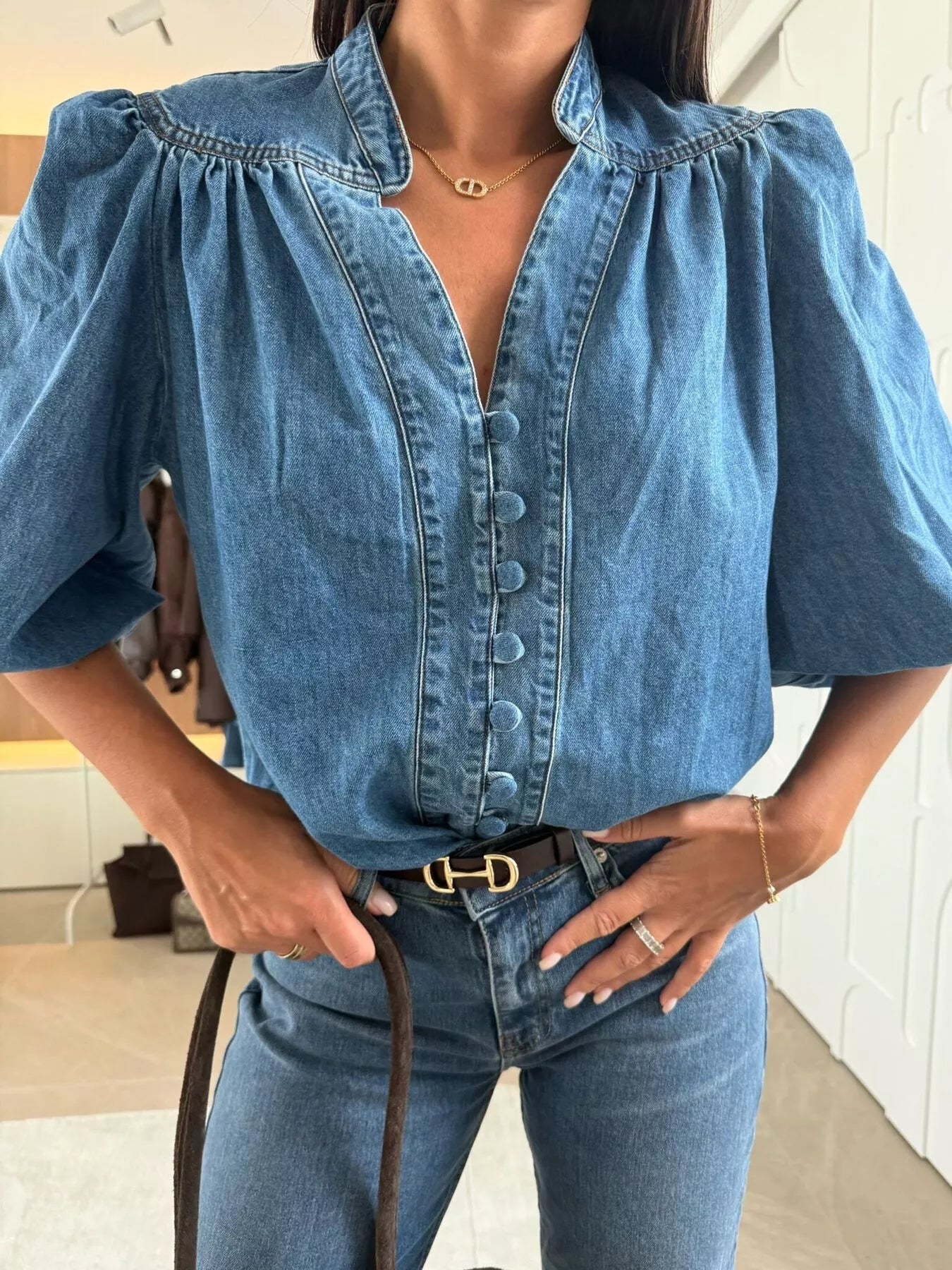 Relaxed Fit Casual Denim Shirt