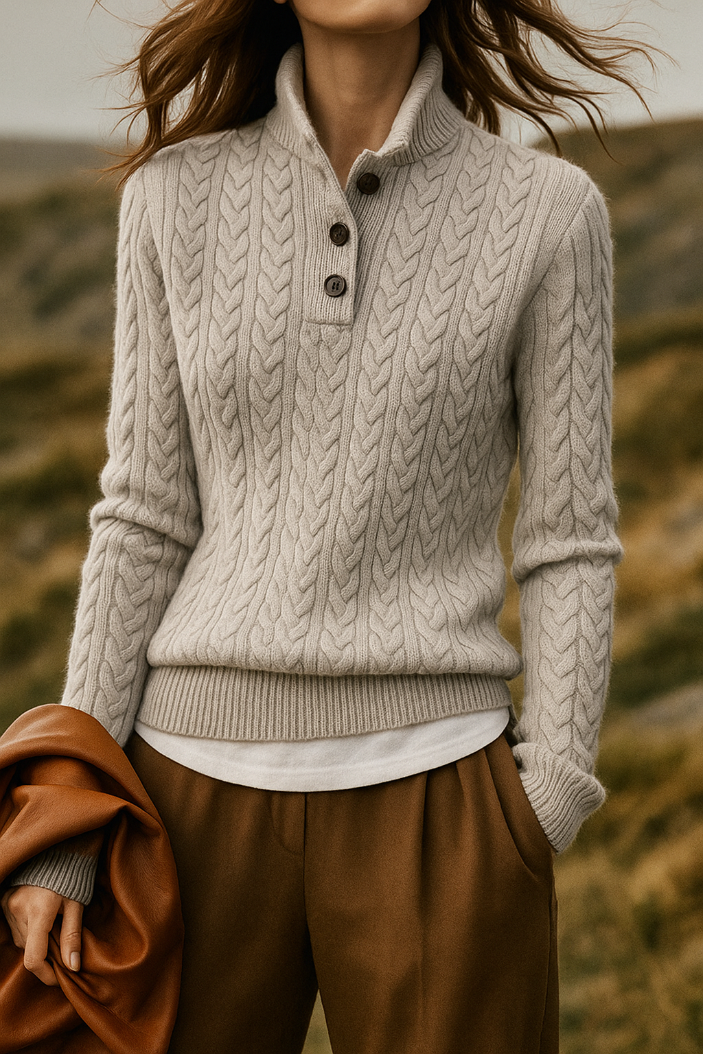 Soft Cream Cable Knit Sweater