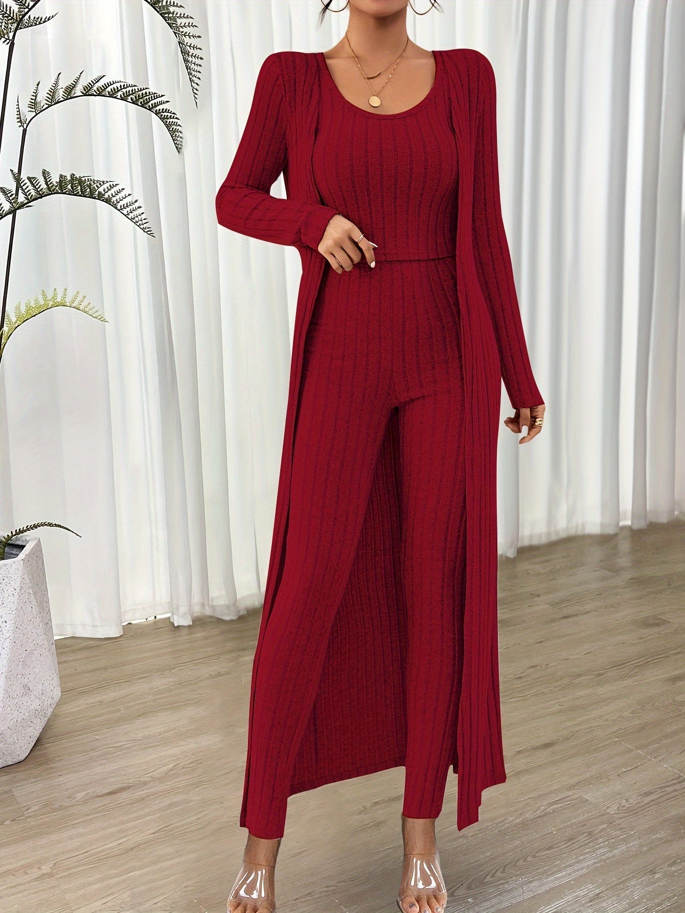 Comfortable Women's 2 Piece Crop Top and High Waist Pants Set
