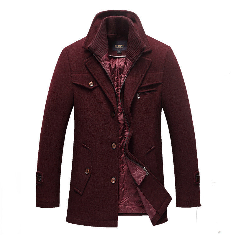 Warm Waterproof Men's Winter Coat with Double Zipper