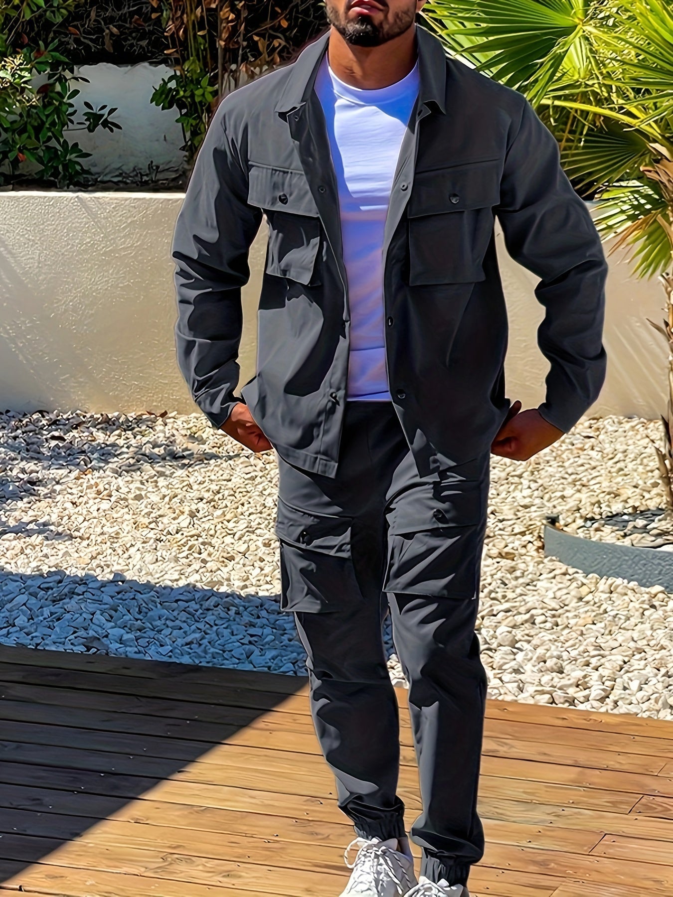 Comfy Men's Cotton Long Sleeve Tracksuit With Pockets