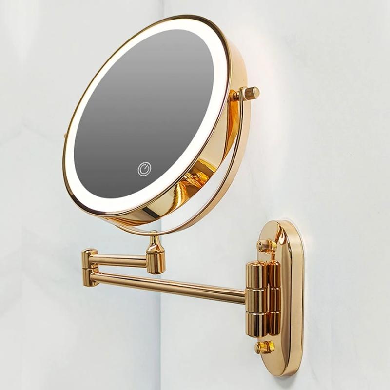 Portable Rechargeable LED Lighted Makeup Mirror Gold - VogeLuxe