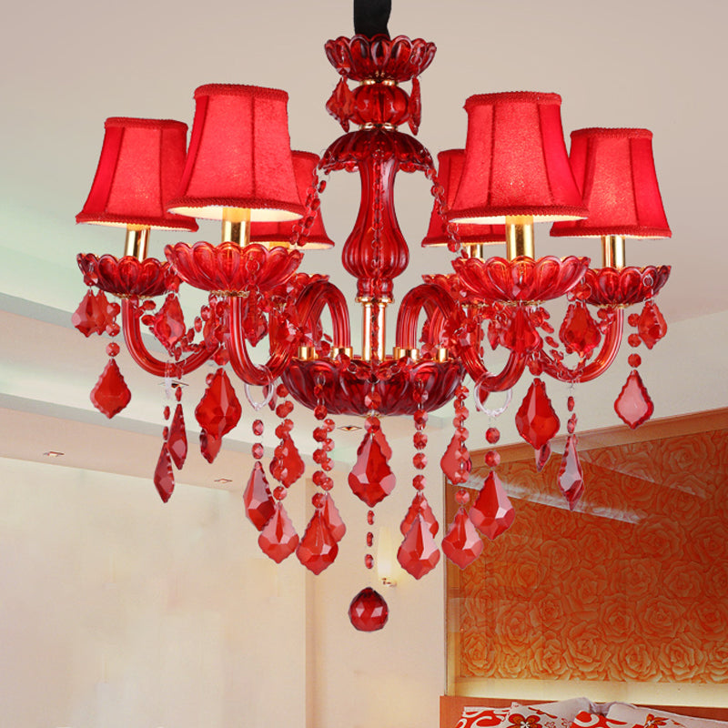 Luxurious Red Crystal Ceiling Chandelier