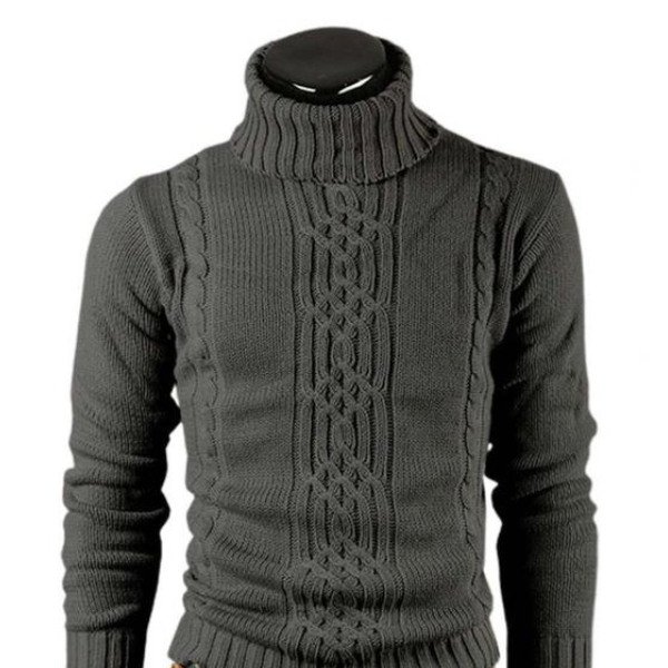 Warm Mens Cable Knit Turtleneck Sweater