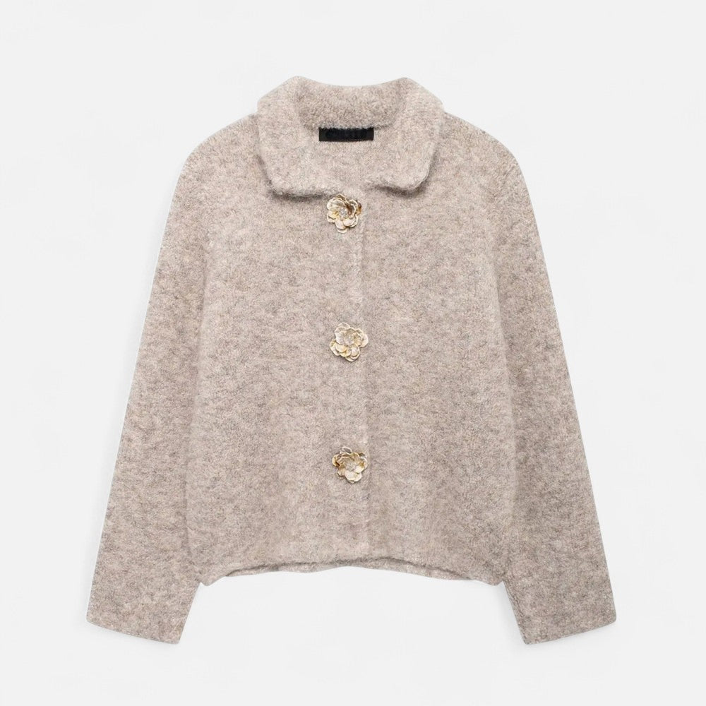 Elegant Ladies Floral Knit Cardigan - VogeLuxe