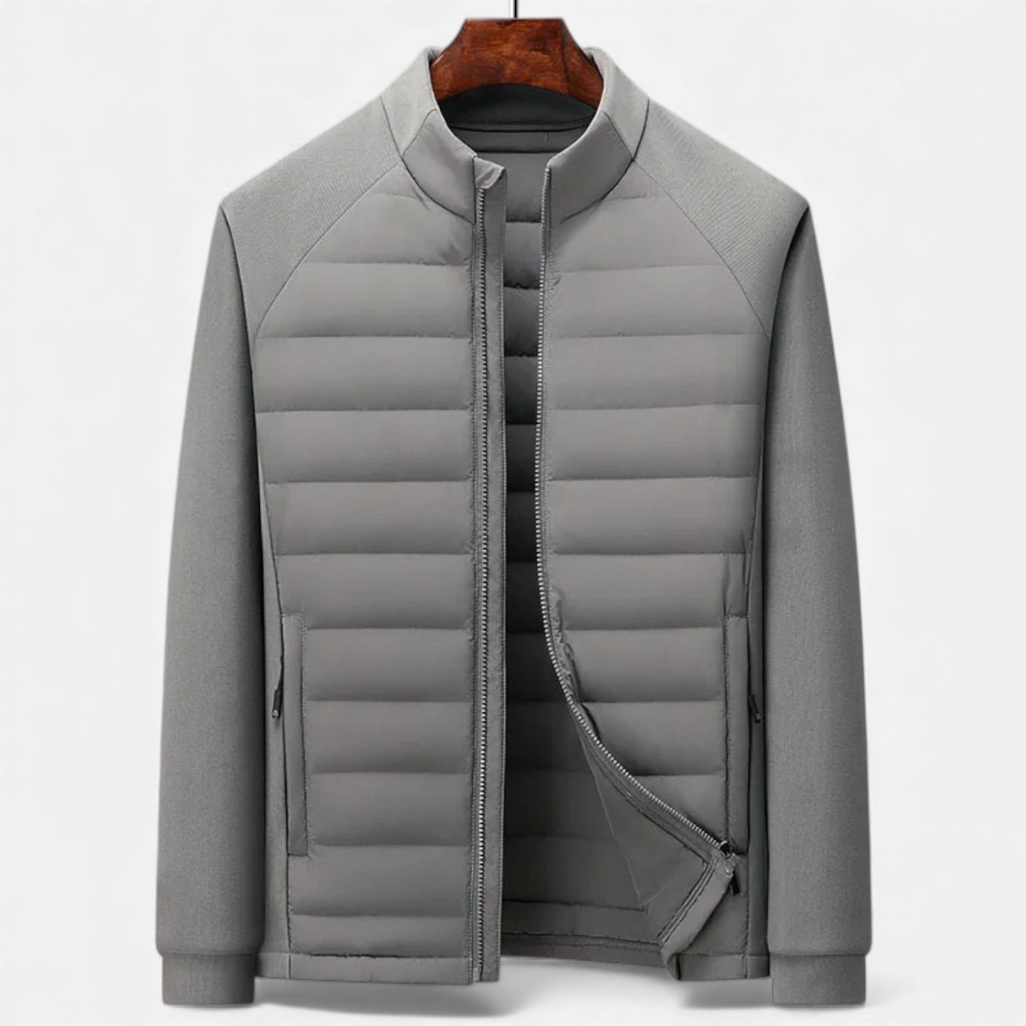 Warm Men's Padded Down Coat with High Collar