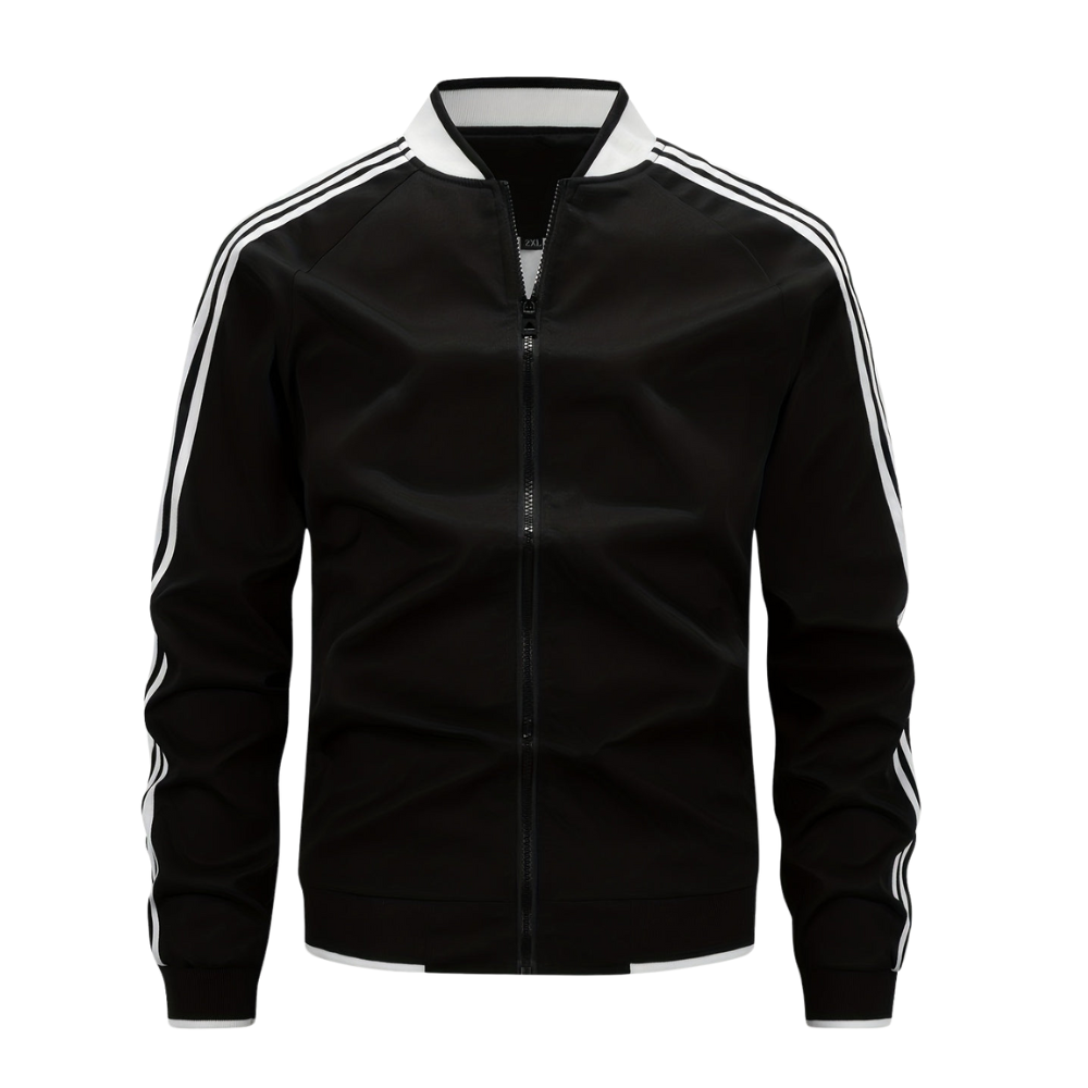 VogeLuxe | Men’s Stripe Sleeve Bomber Jacket