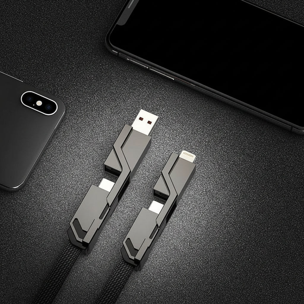 Multi USB Charging Cable Braided 1M 2M Black Silver