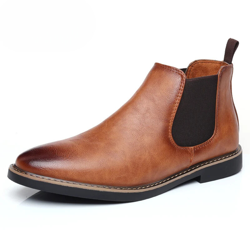 Stylish Men's High-Top Vegan Leather Chelsea Boots