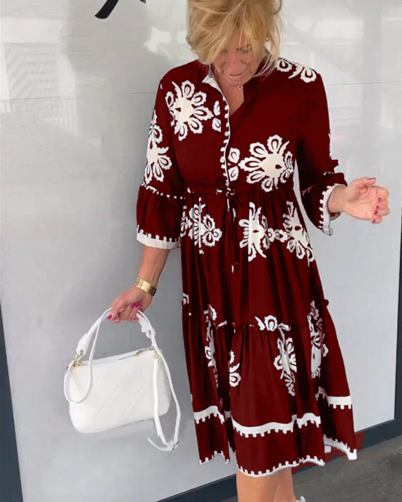 Pretty Floral Cap Sleeve Midi Dress for Women