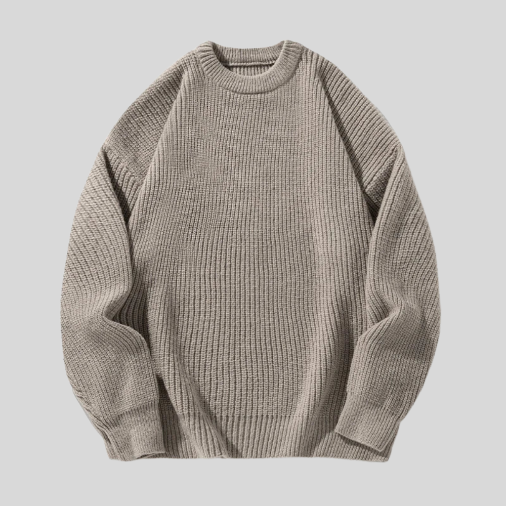 VogeLuxe | Men’s Relaxed Fit Heavy Rib Knit Crew Neck Sweater