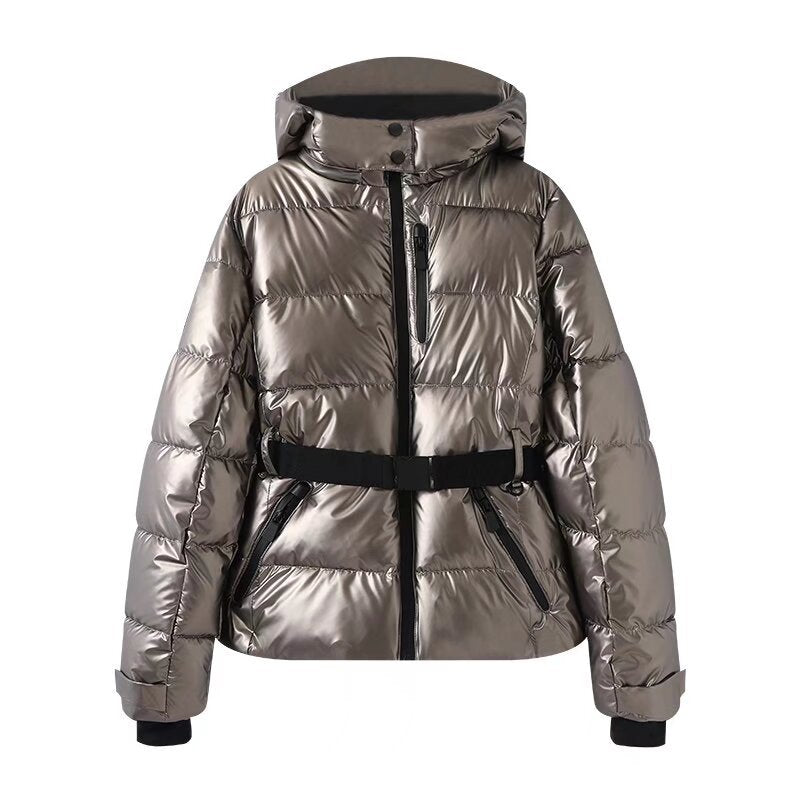 Fit Waist Padded Coat With Tie Belt