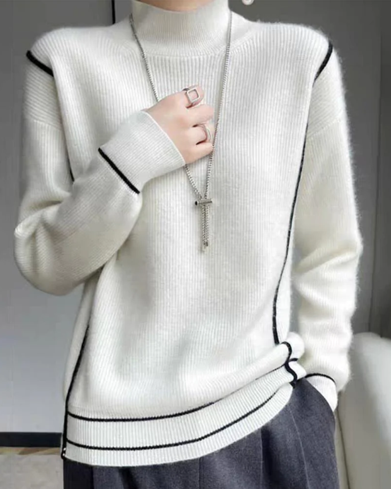 Classic Women's Cream Crew Neck Sweater - VogeLuxe