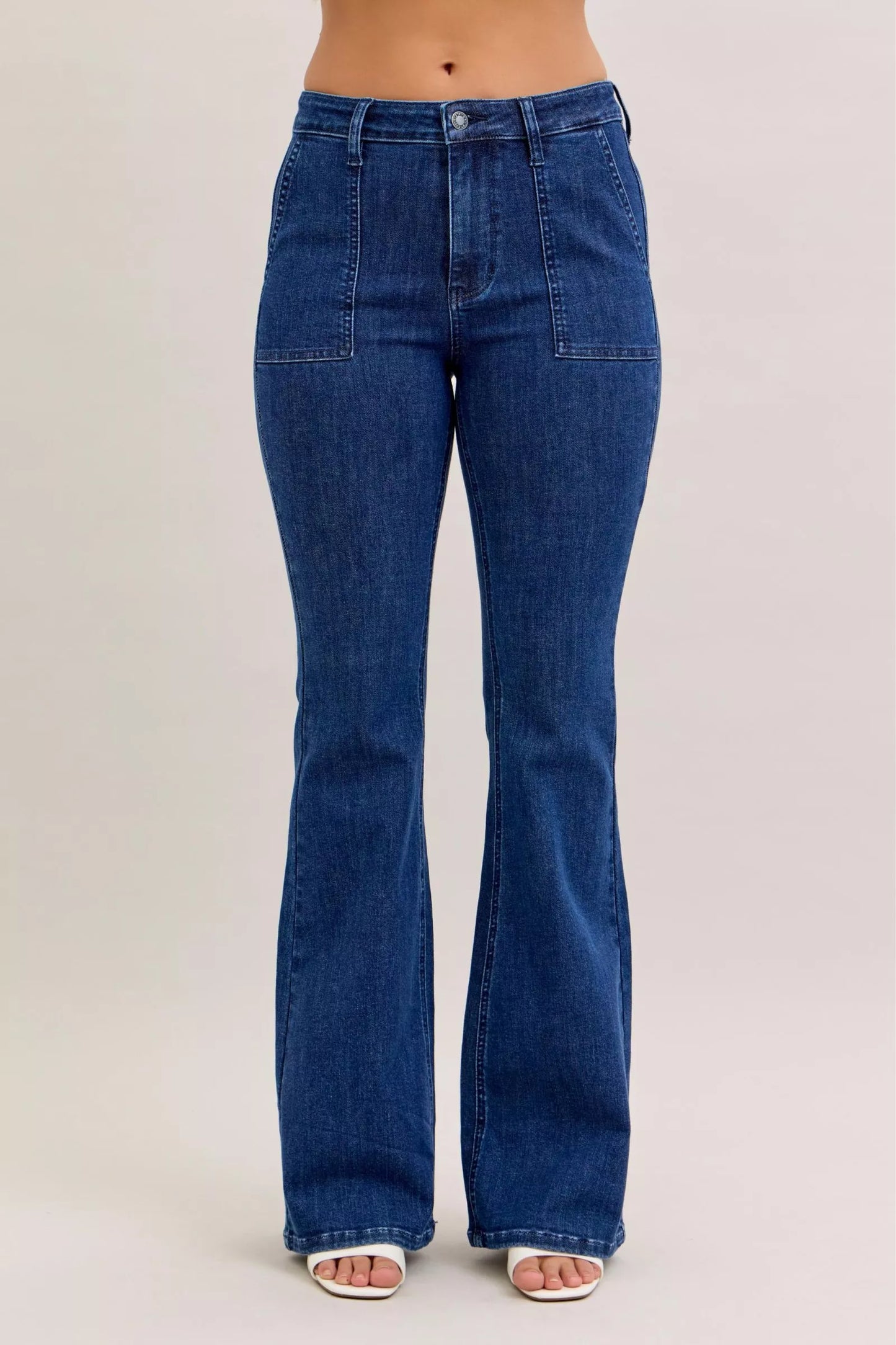 Classic High Waist Wide Leg Jeans with Pocket Detail - VogeLuxe
