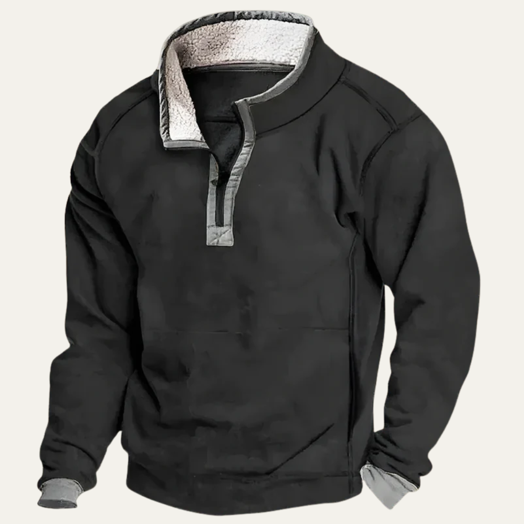 VogeLuxe | Men’s Fleece Pullover Sweater with Stand Collar