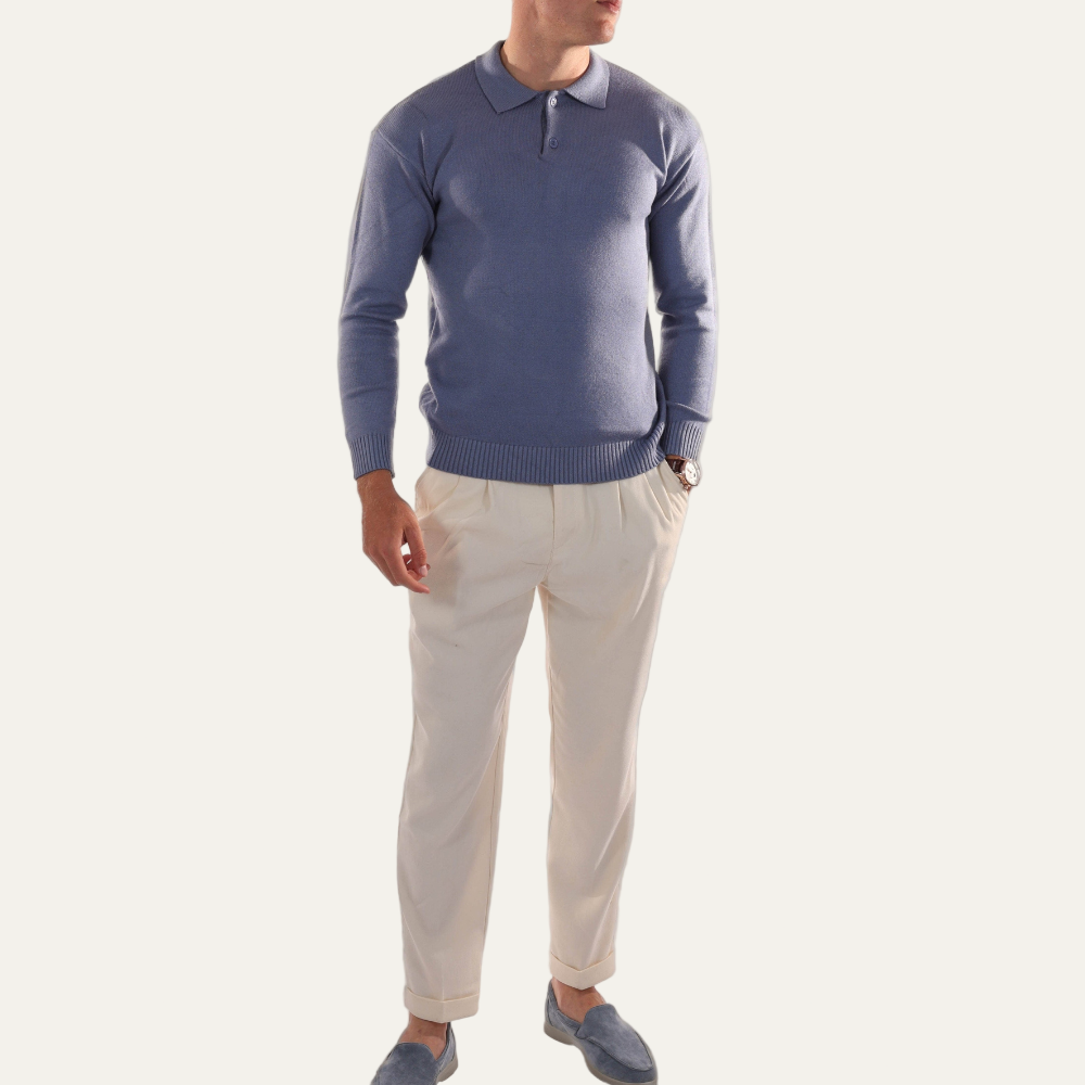 VogeLuxe | Men’s Refined Knit Polo Sweater
