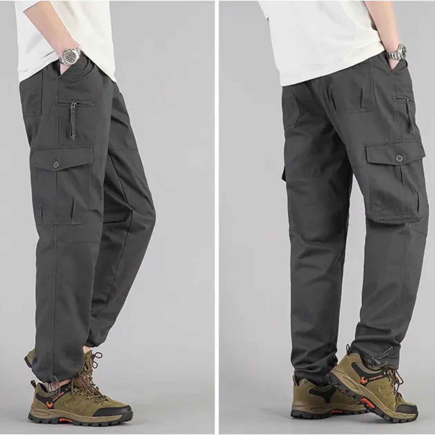 Relaxed Fit Cargo Pants for Men with Elastic Waist
