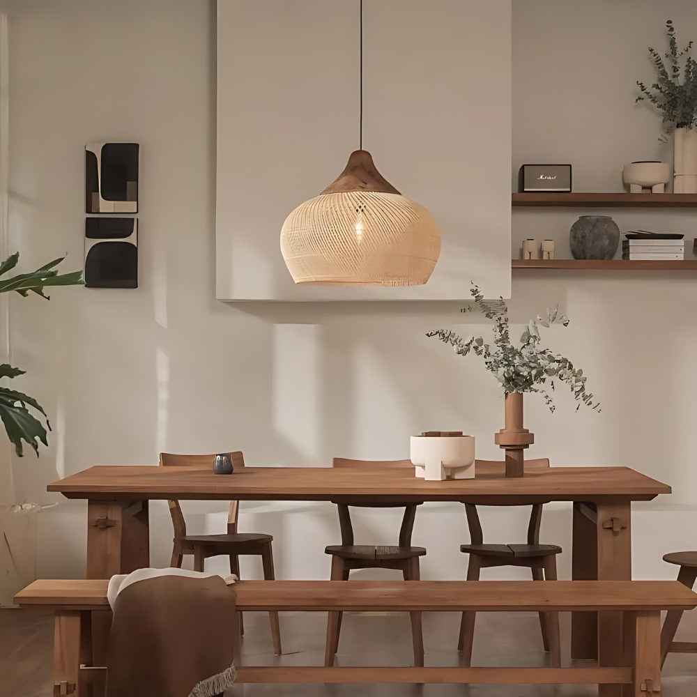 Natural Woven Rattan Pendant Ceiling Light - BritishElegance