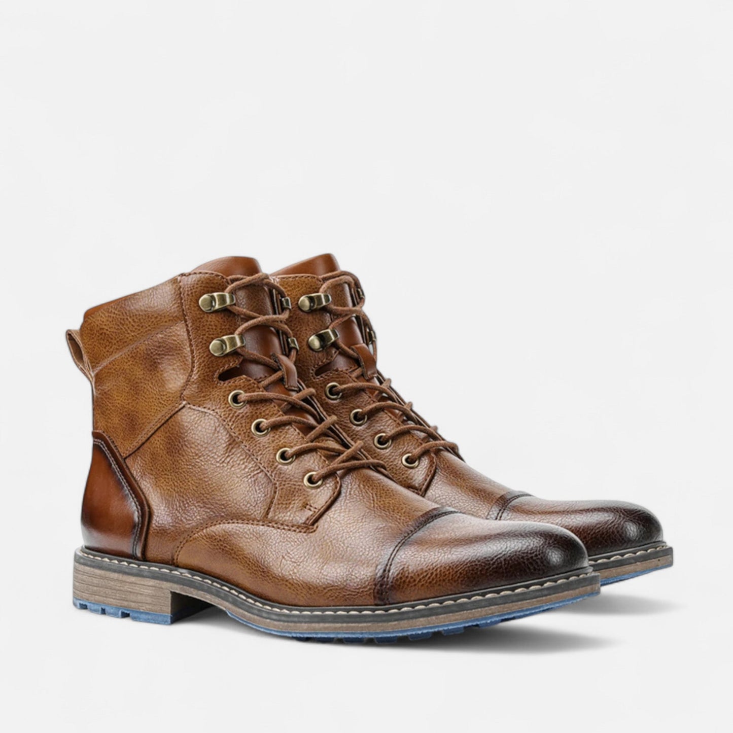 Men's Classic Brown Ankle Leather Boots - VogeLuxe