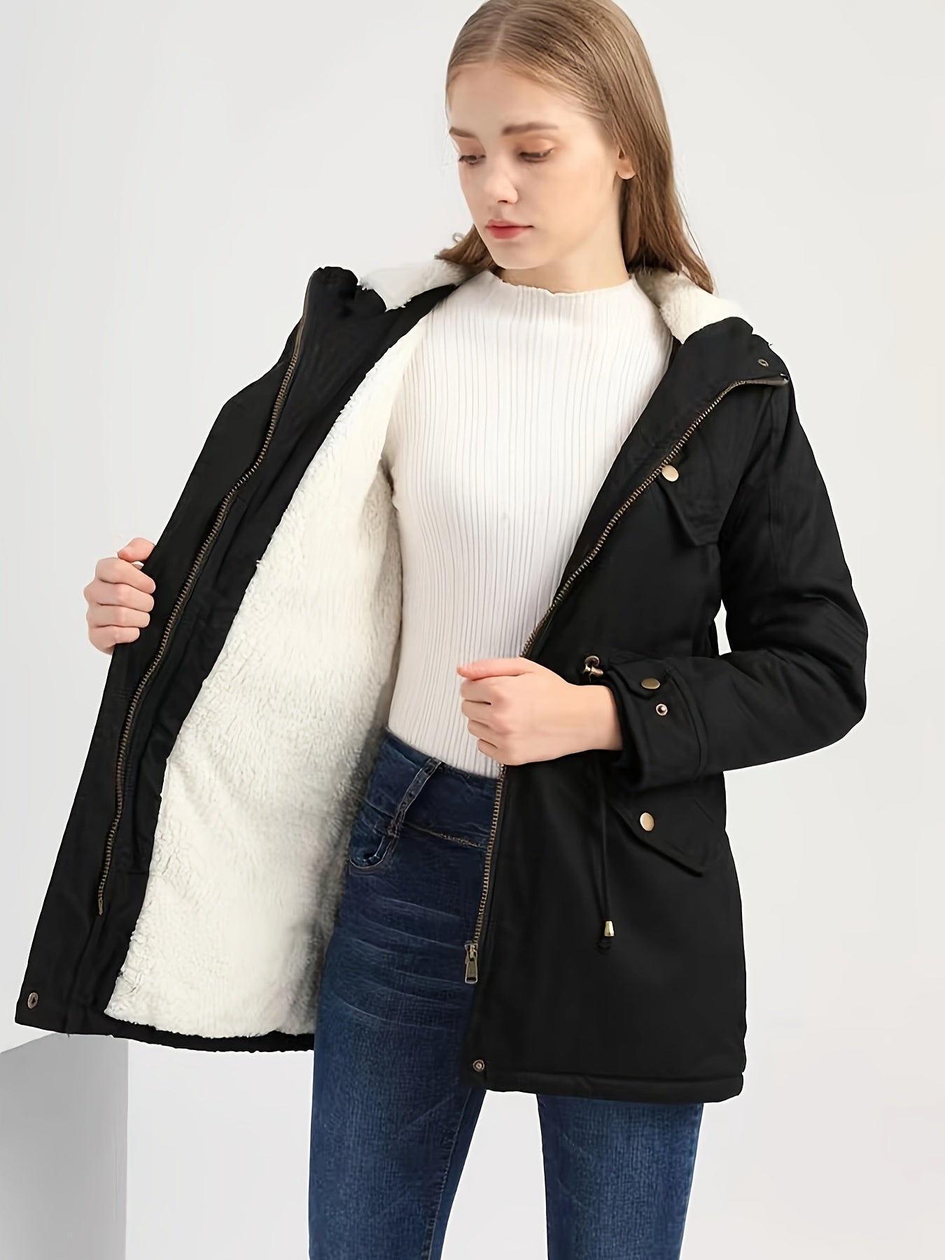 Cozy Women's Fleece Jacket Half Length Casual Wear - VogeLuxe