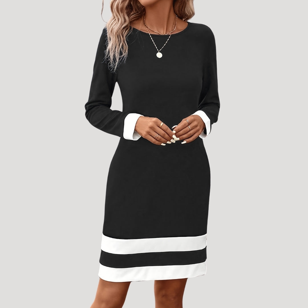 Classic Fit Long Sleeve Shift Dress for Women