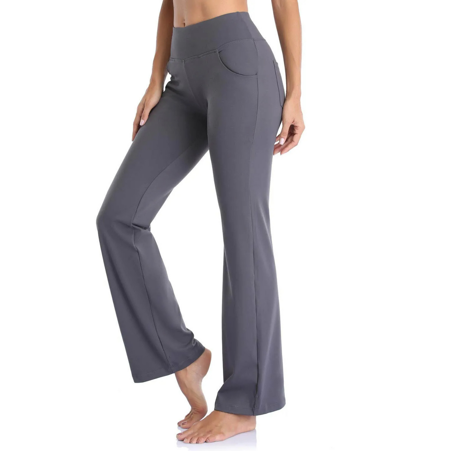 Fit Women's High Waisted Flare Pants with Pockets