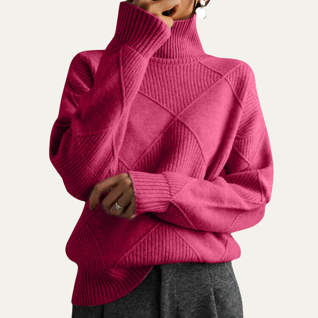 VogeLuxe | Women’s Diamond-Knit Turtleneck Sweater