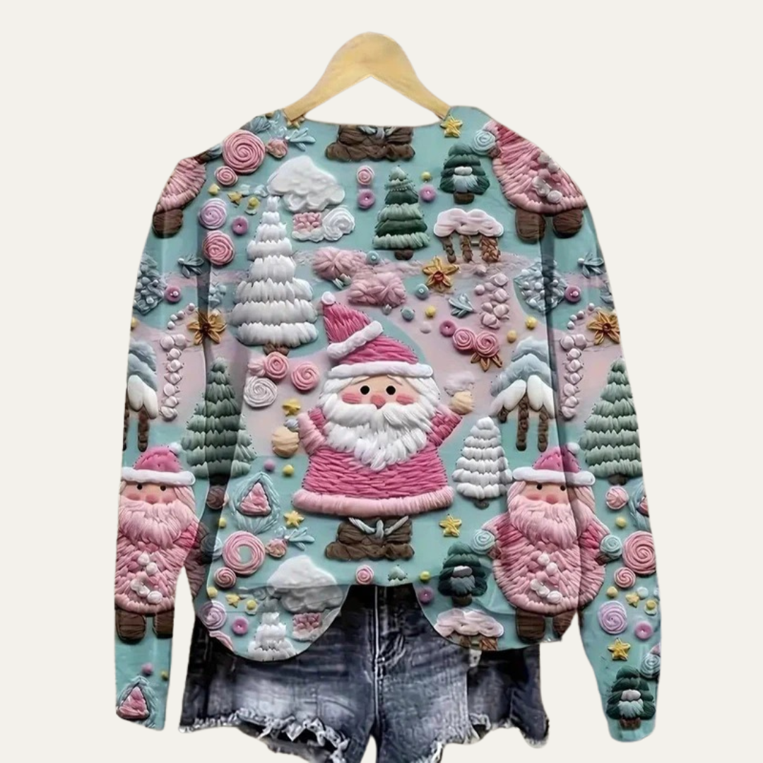 VogeLuxe | Women’s Festive 3D Graphic Crewneck Sweatshirt