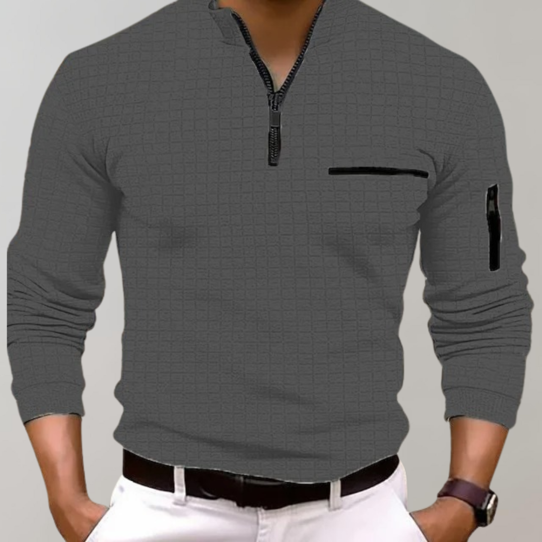 VogeLuxe | Men’s Grid Pattern Quarter Zip Pullover