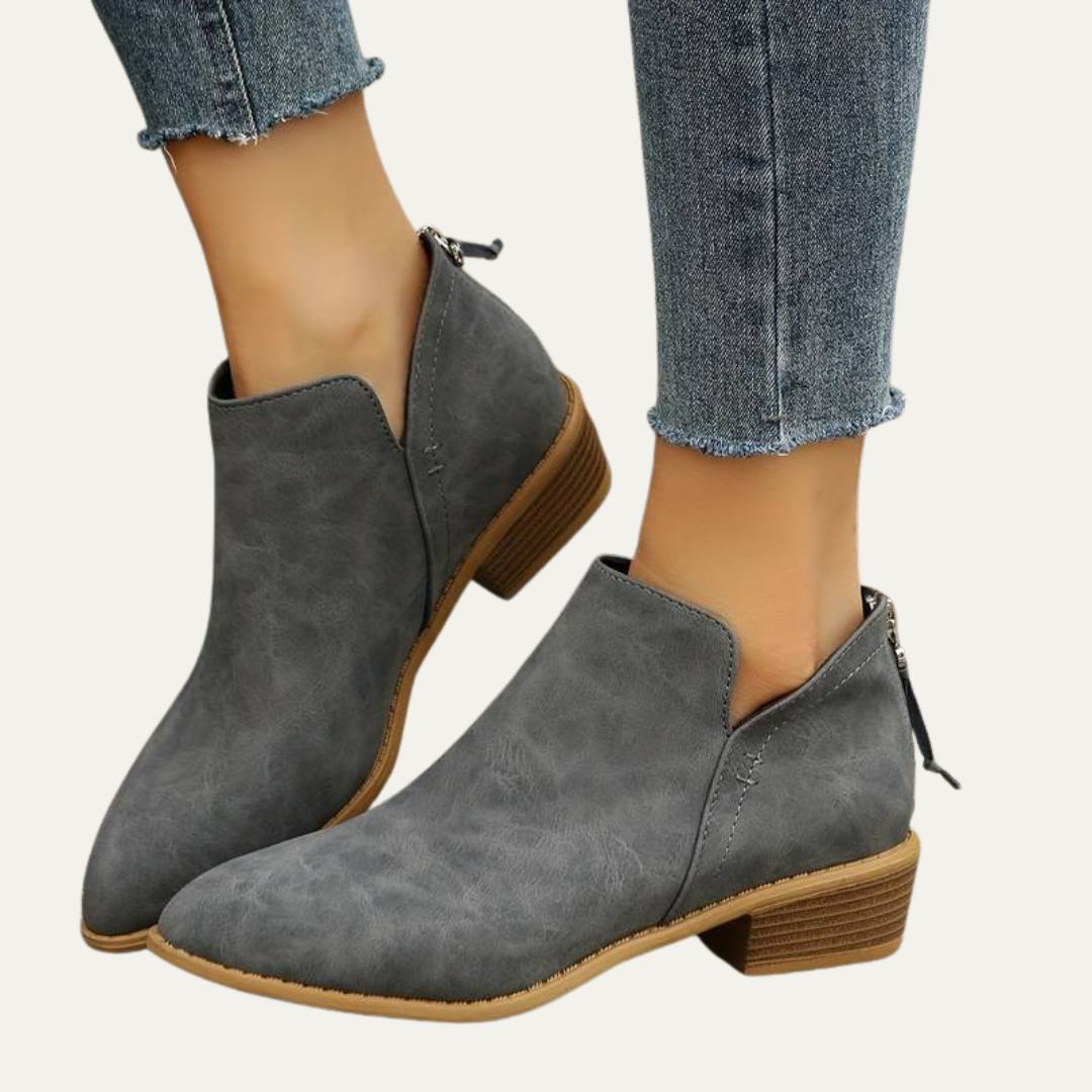 VogeLuxe | Women’s Almond Toe Ankle Boots with Block Heel