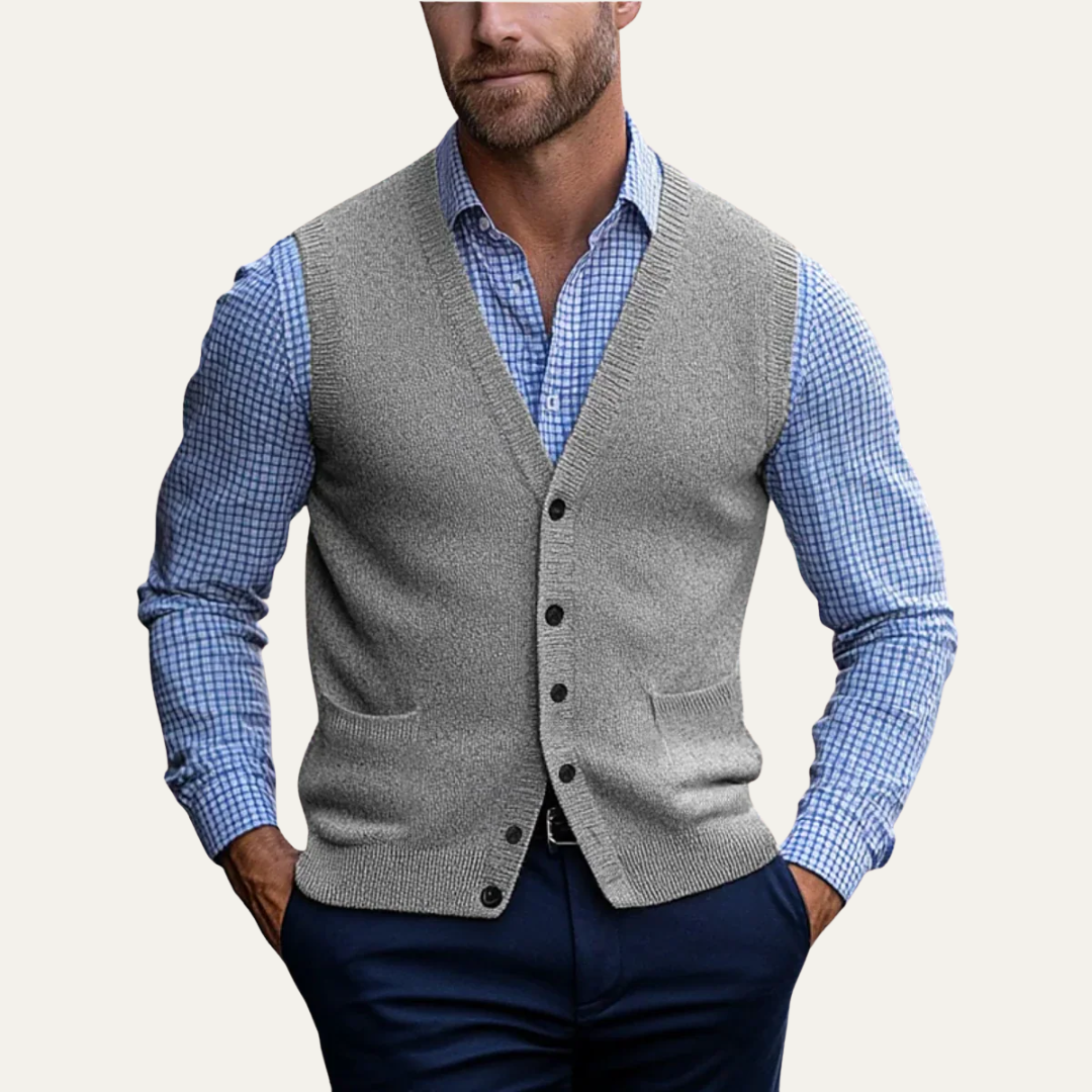 VogeLuxe | Men’s Classic Button-Front Sweater Vest